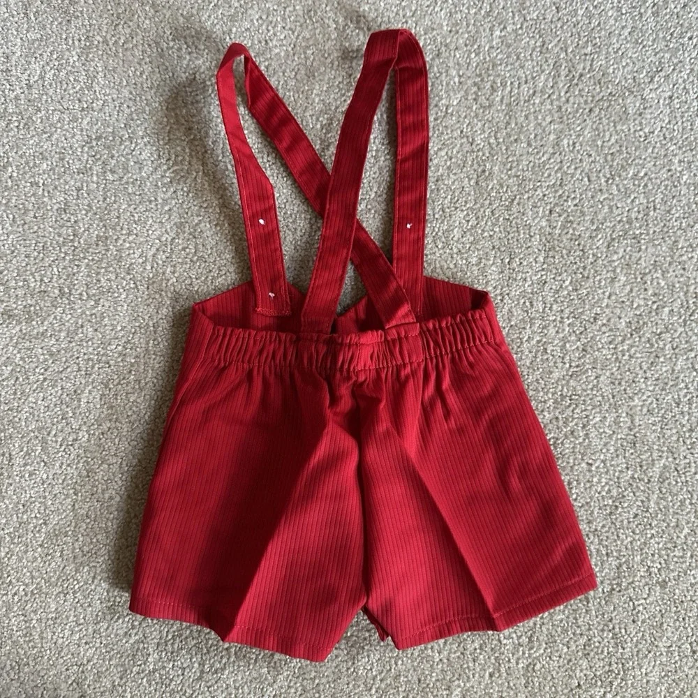 Boys Christmas 1T Short Set 12 Months NOS JCPenney Red & White Shorts Suspenders